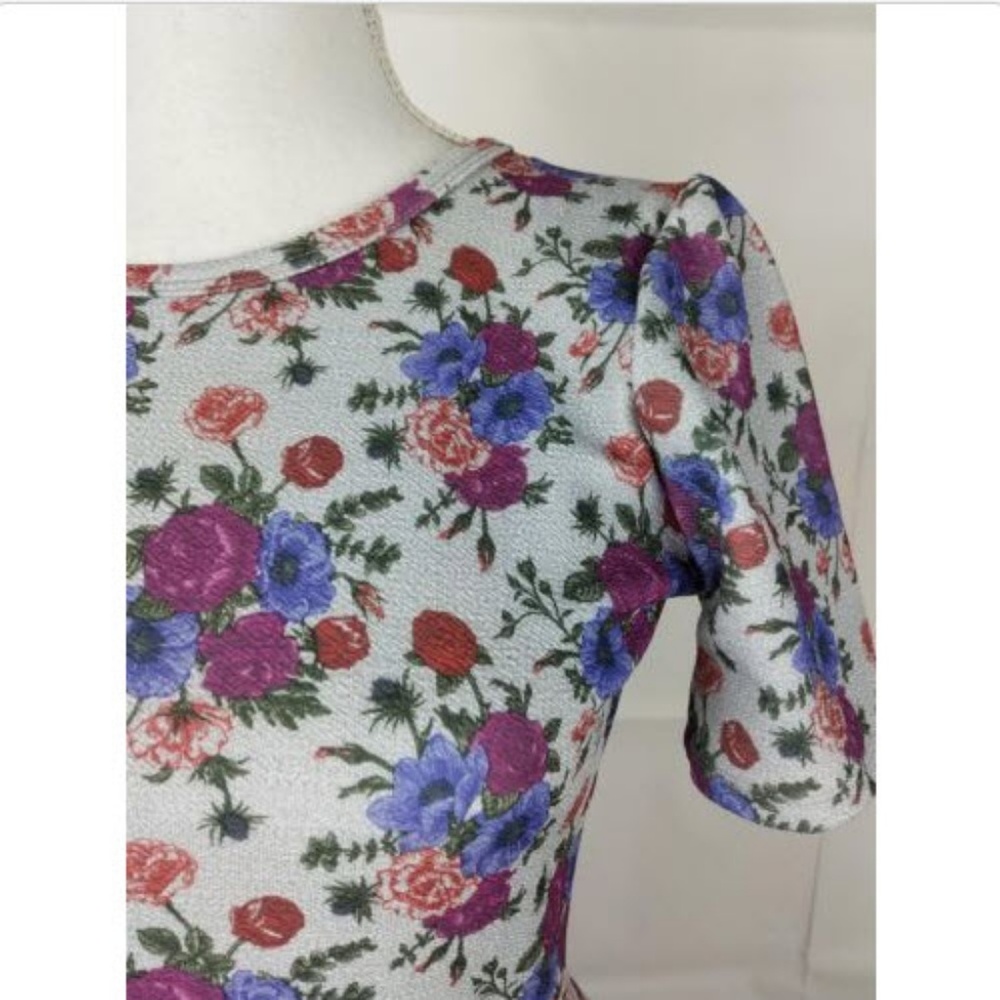 LuLaRoe Pink Purple Floral Dress Pleated Medium - Picture 2 of 6